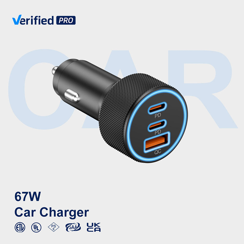 USB-C 3-port 67W Car Charger