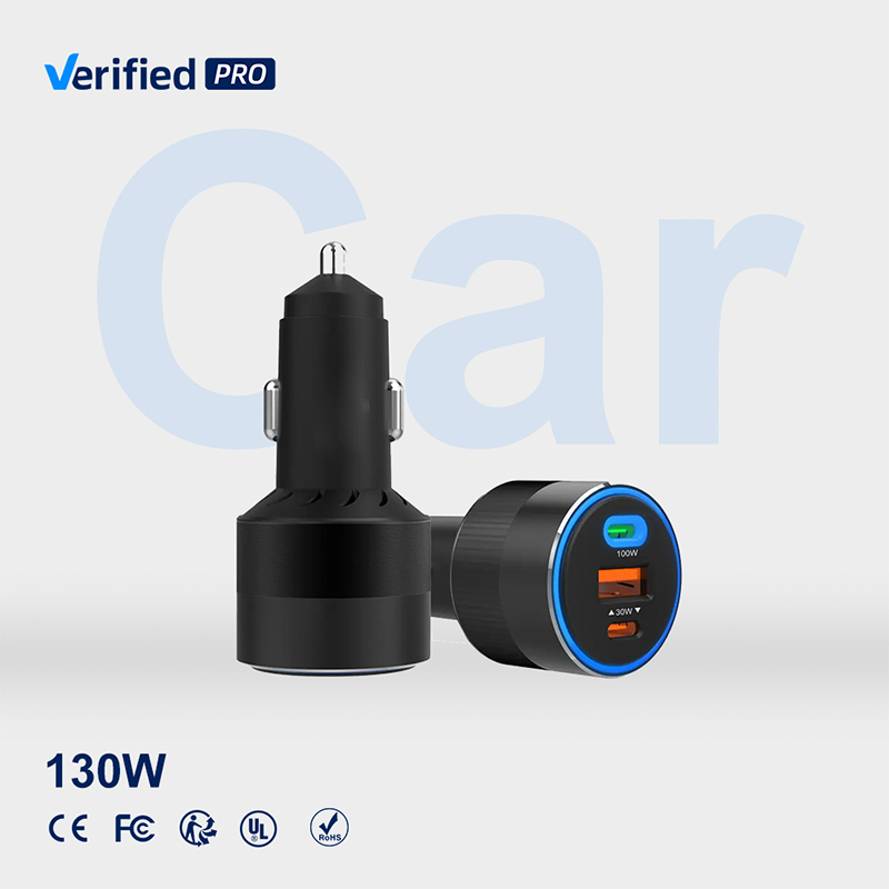 130W Dual USB Car Adapter PD QC3.0