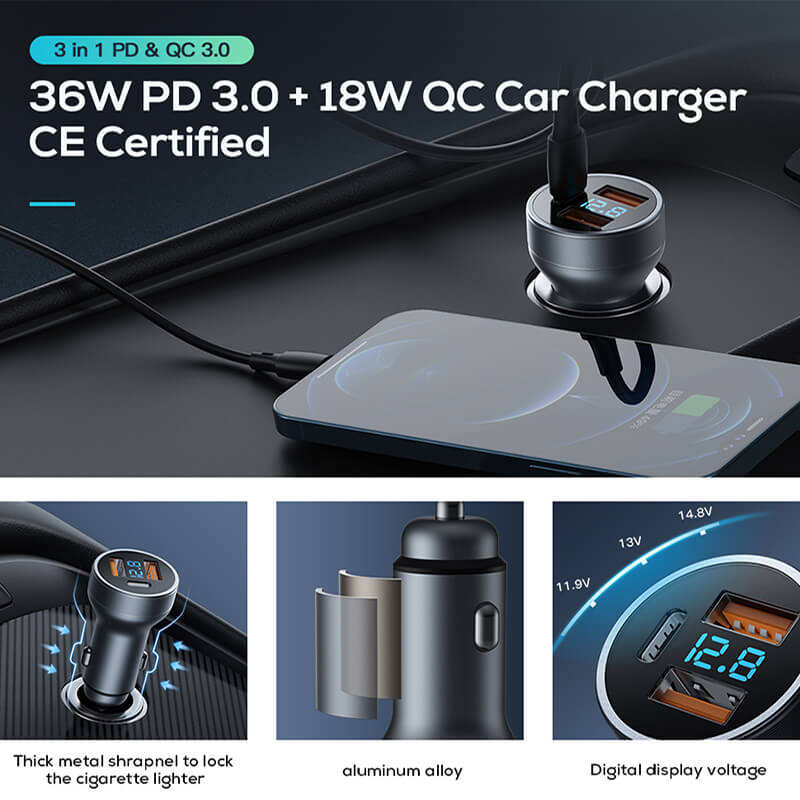 30W Aluminum Alloy Car Charger