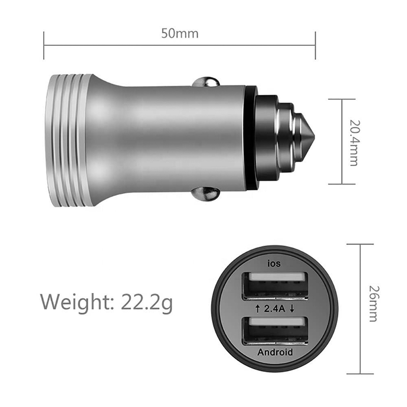 Mini 12W Dual USB Car Charger