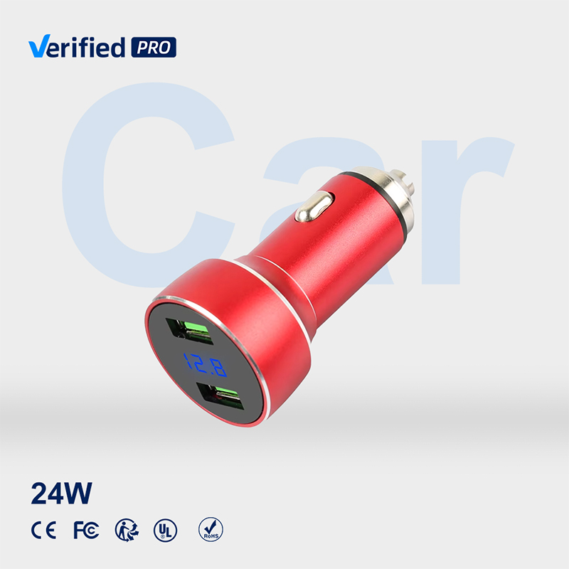 LED Fast Charging Dual USB 12v 4.8A Car Adapter