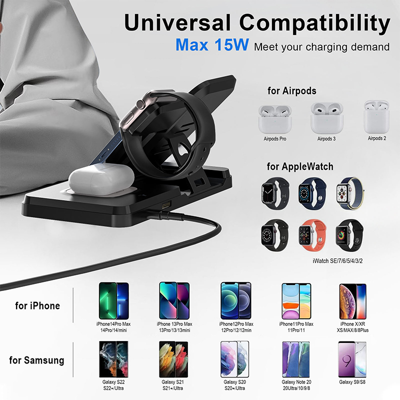 15W 3-in-1 Wireless Charger Stand