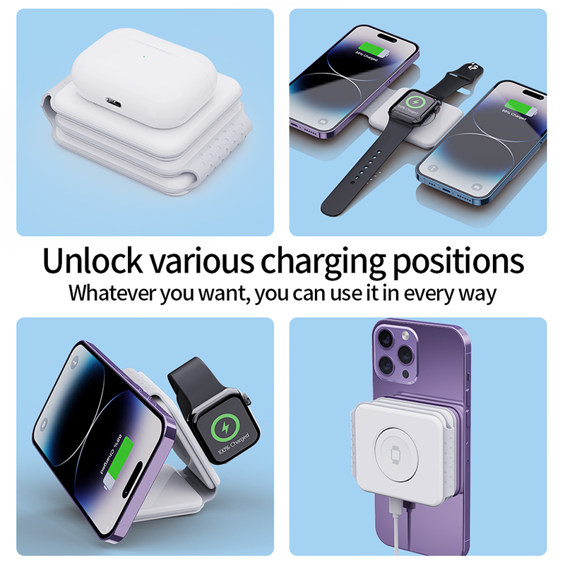 3 in 1 Foldable Travel Wireless Charger Stand